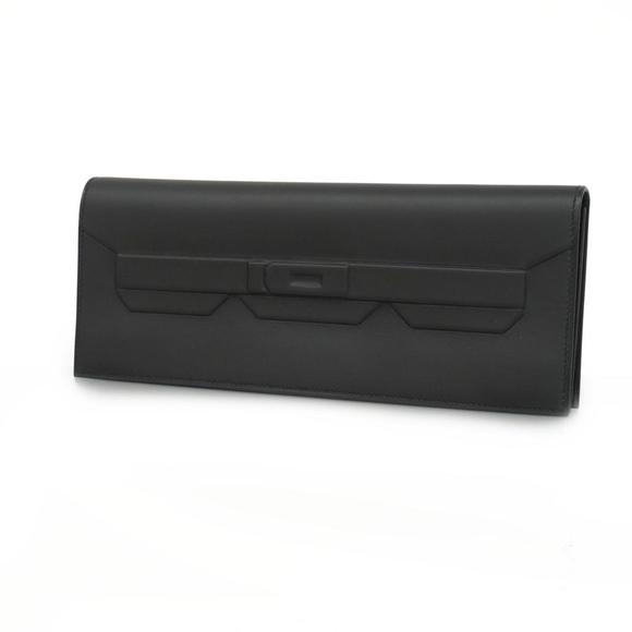 Hermes Clutch Bag Shadow Birkin U Stamp Swift Black Men's Women's - Picture 1 of 7